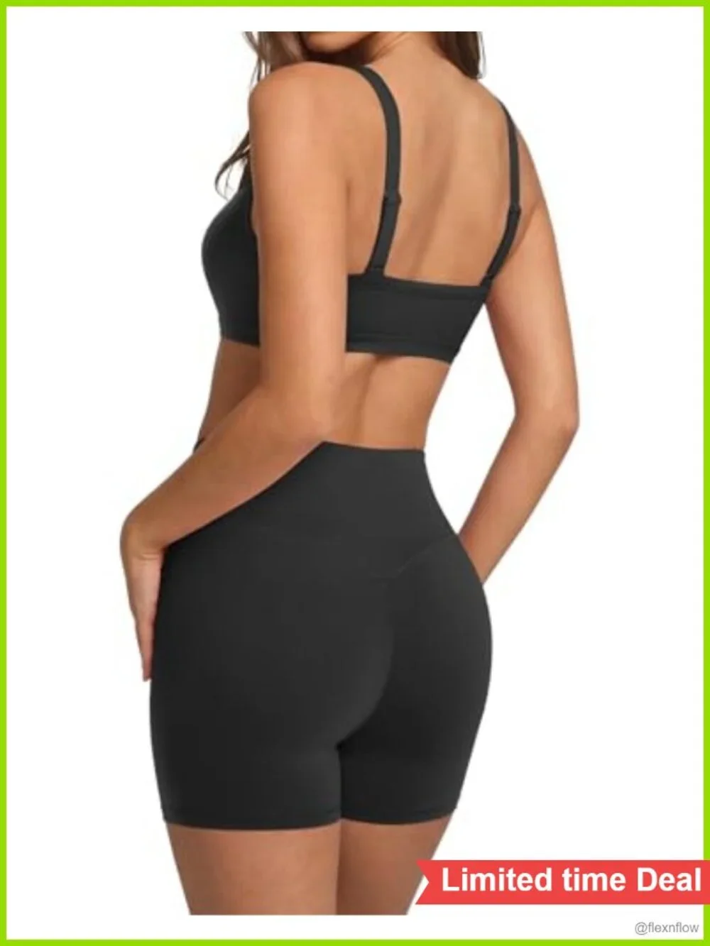 Padded Sports Bra with Removable Cups and High Waisted Biker Shorts Two Piece